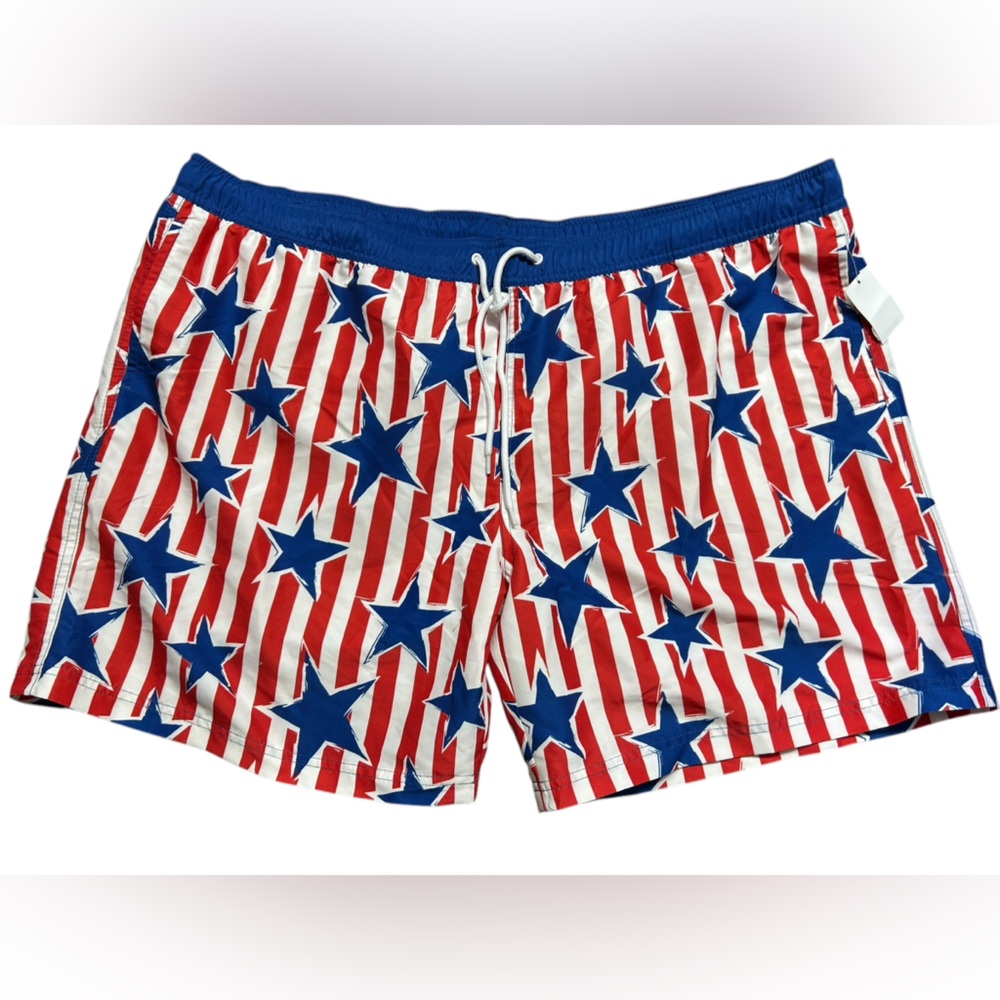 MAD ENGINE men’s stars stripes patriotic swim trunks shorts size XXL NWT